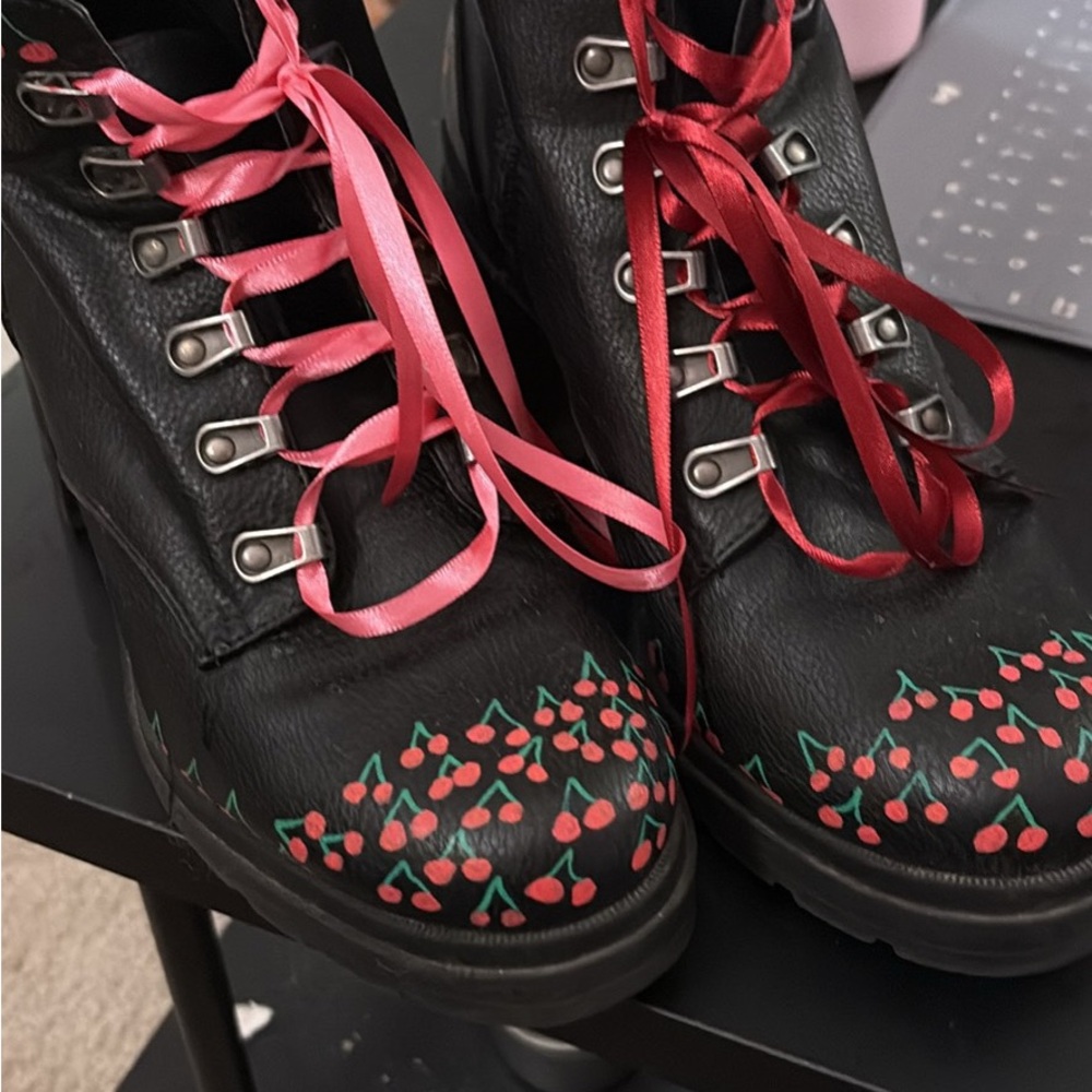 Black Cherry-Patterned Women's Boots - image 2